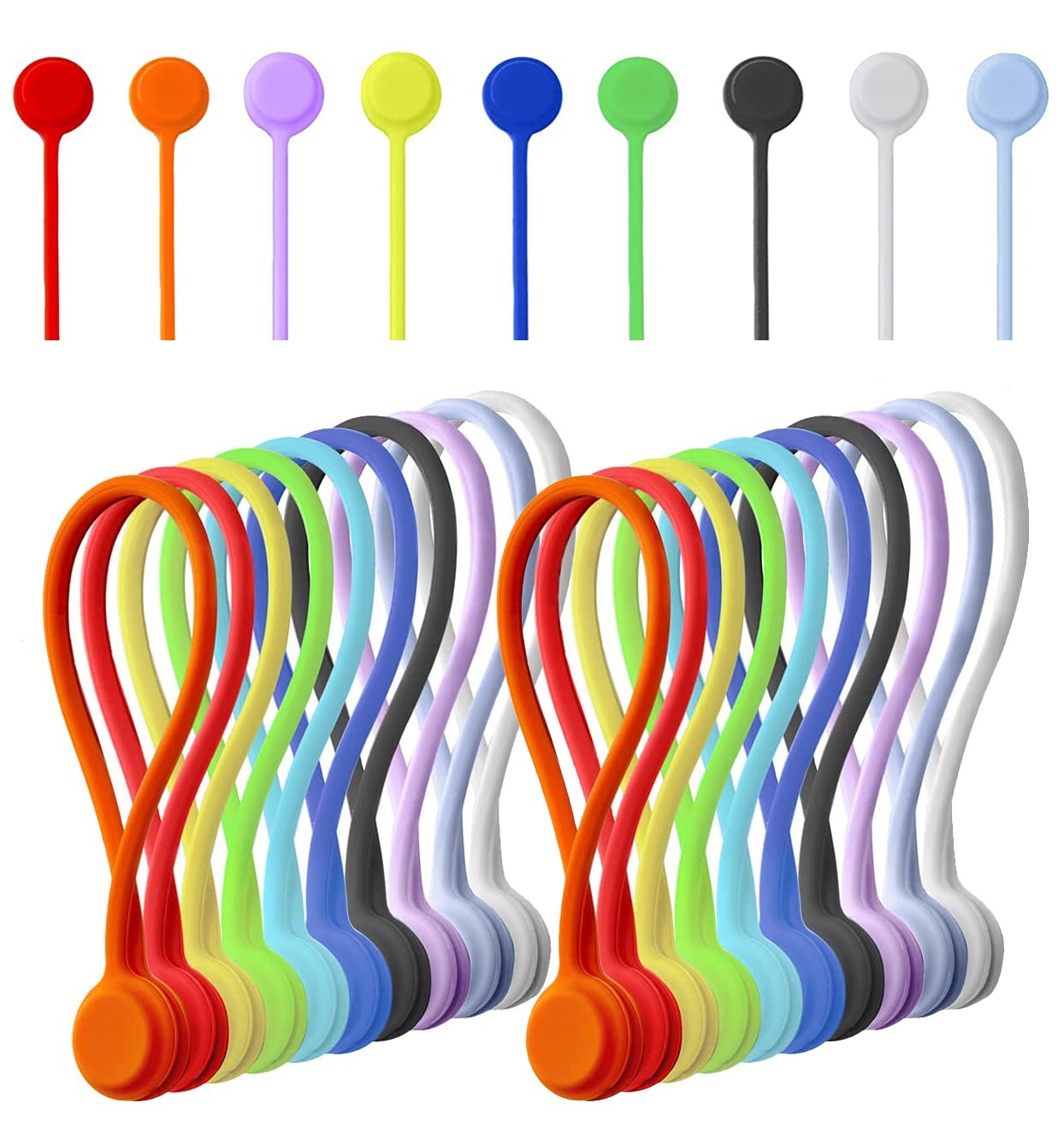 20 Pack Reusable Magnetic Silicone Cable Twist Ties Perfect Smart Home Gadgets