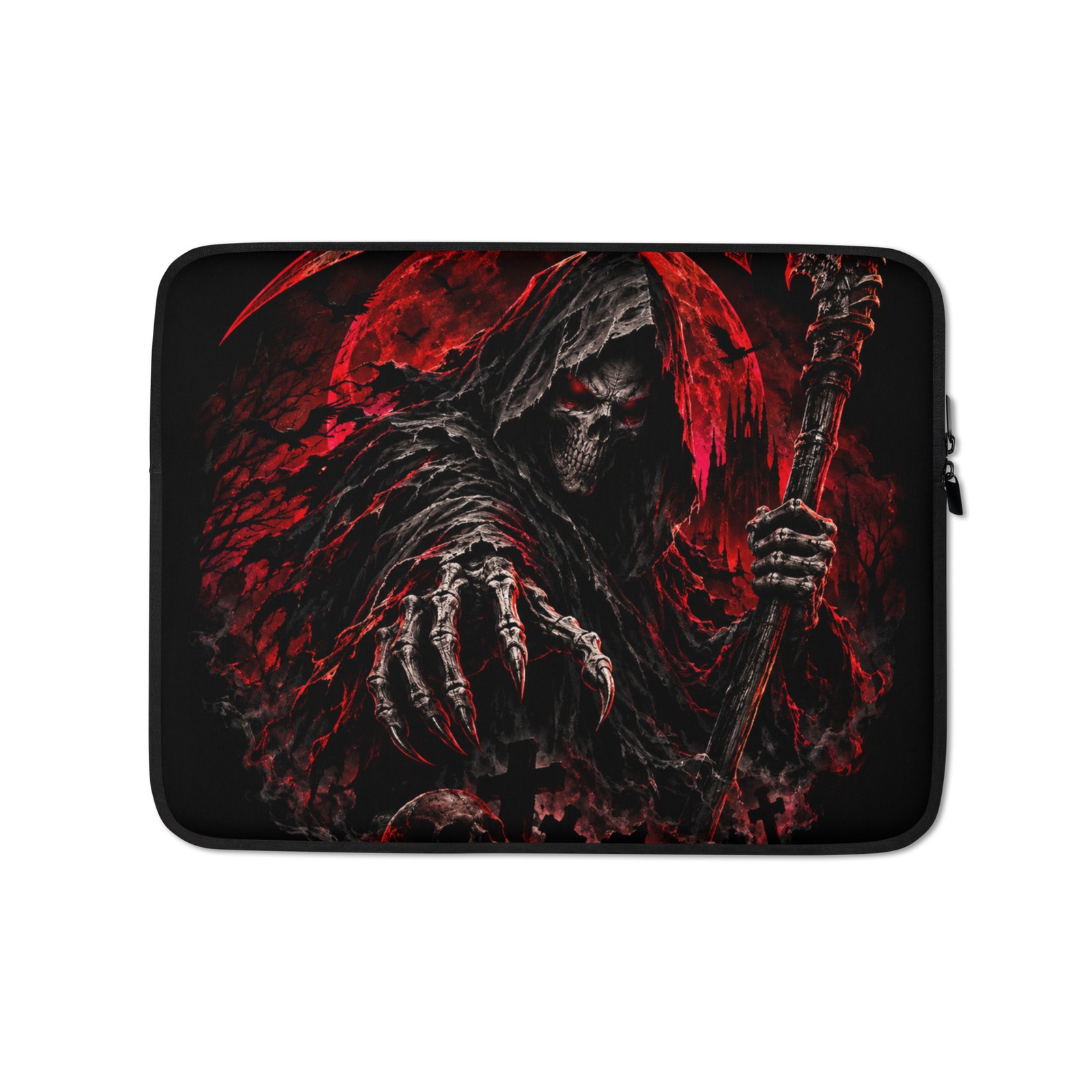 Laptop Sleeve 13" And 15" Grim Reaper  Red And Black