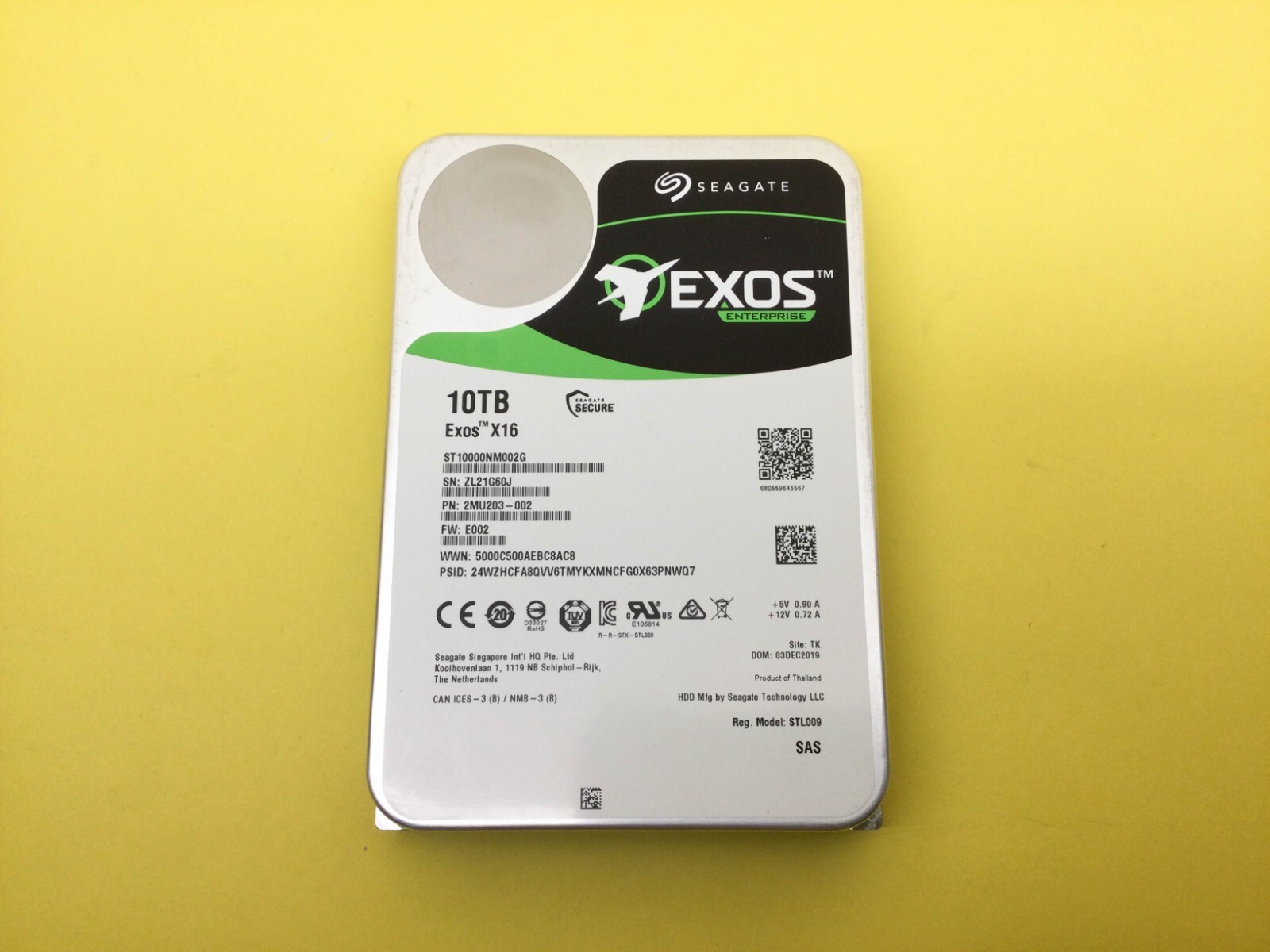 Seagate EXOS X16 10TB 7.2K SAS 12Gbps 3.5in 4KN/512E HDD ST10000NM002G 