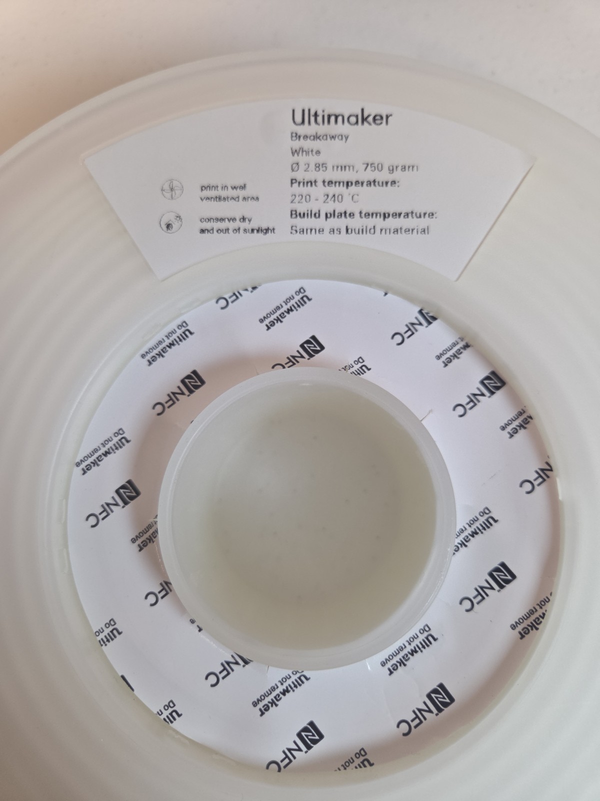 Ultimaker Breakaway White 2.85 mm 750 gram (200551) 3D Printer Filament (Open)