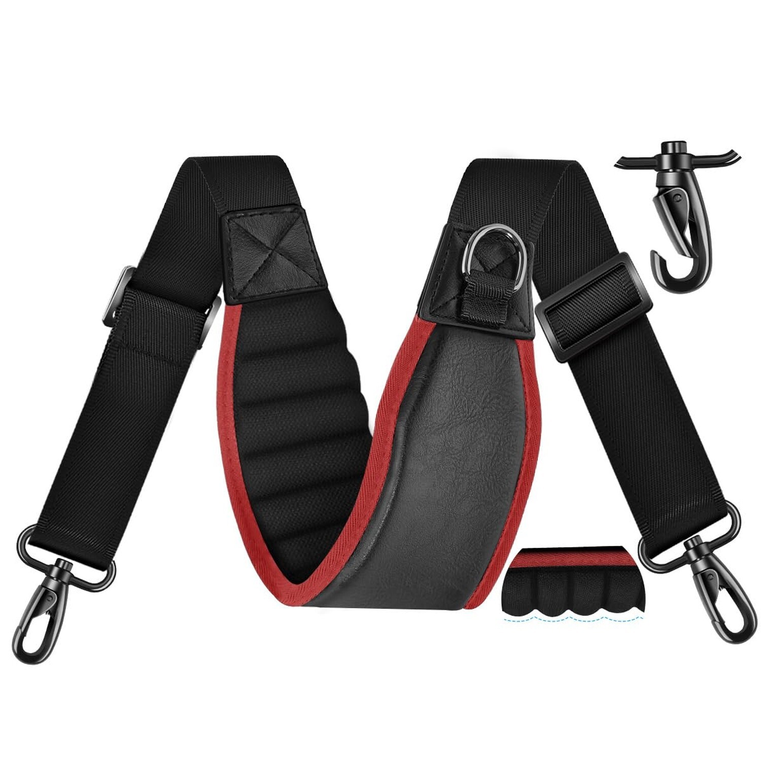 ZINZ 3D Air Cushion 58 inch Strap for Bags with Fixed Ultra-Thick Padded Brea...