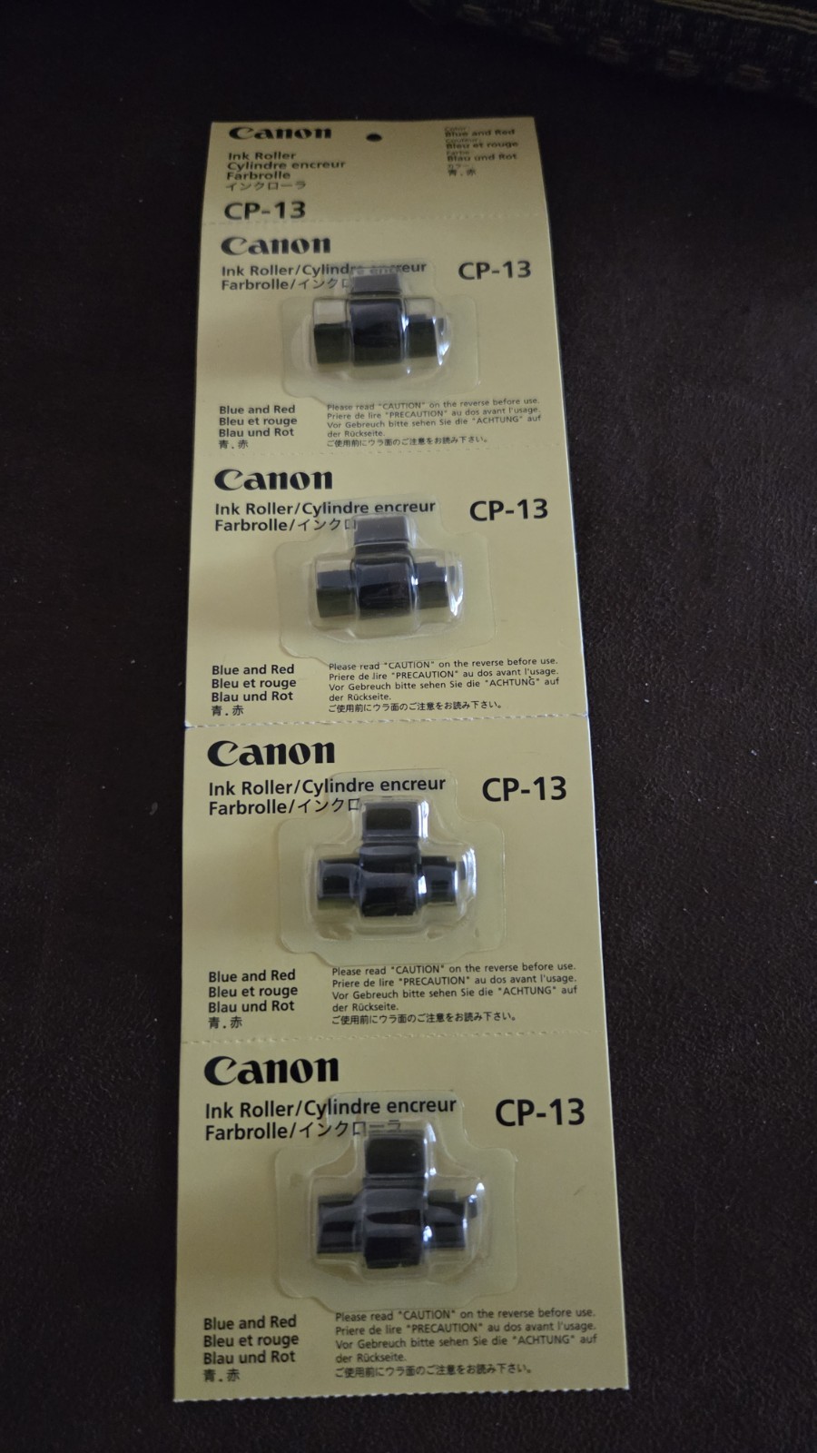 New Sealed  4 Packs Original  Canon CP13  Blue & Red Ink Roller