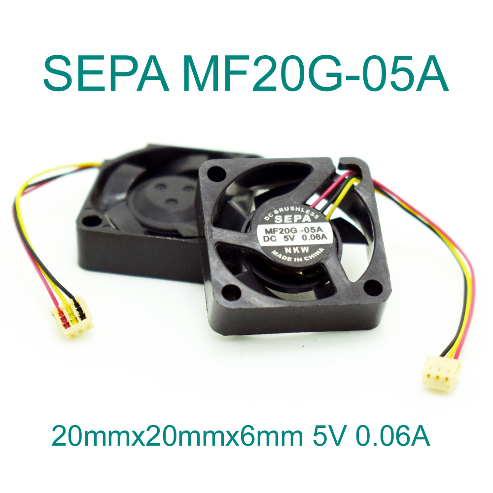 10pcs SEPA MF20G-05A 20x20x6mm 2006 DC 5V 0.06A Mini DC Brushless Cooling fan