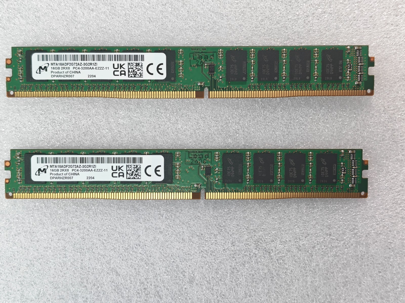 Micron 2 x 16GB DDR4 3200 ECC UDIMM RAM  2Rx8 VLP MT  PC4-25600 Total 32GB Kit