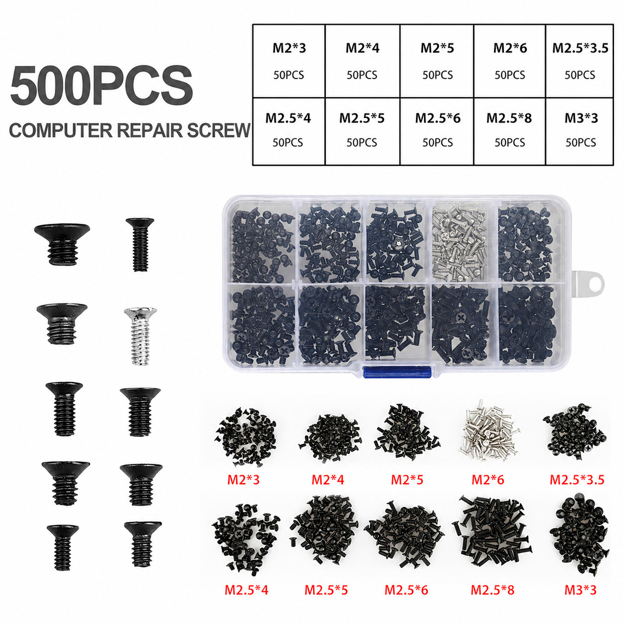 500Pcs Set Laptop Computer Screws Set For HP Dell Lenovo Sony Toshiba SAMSUNG