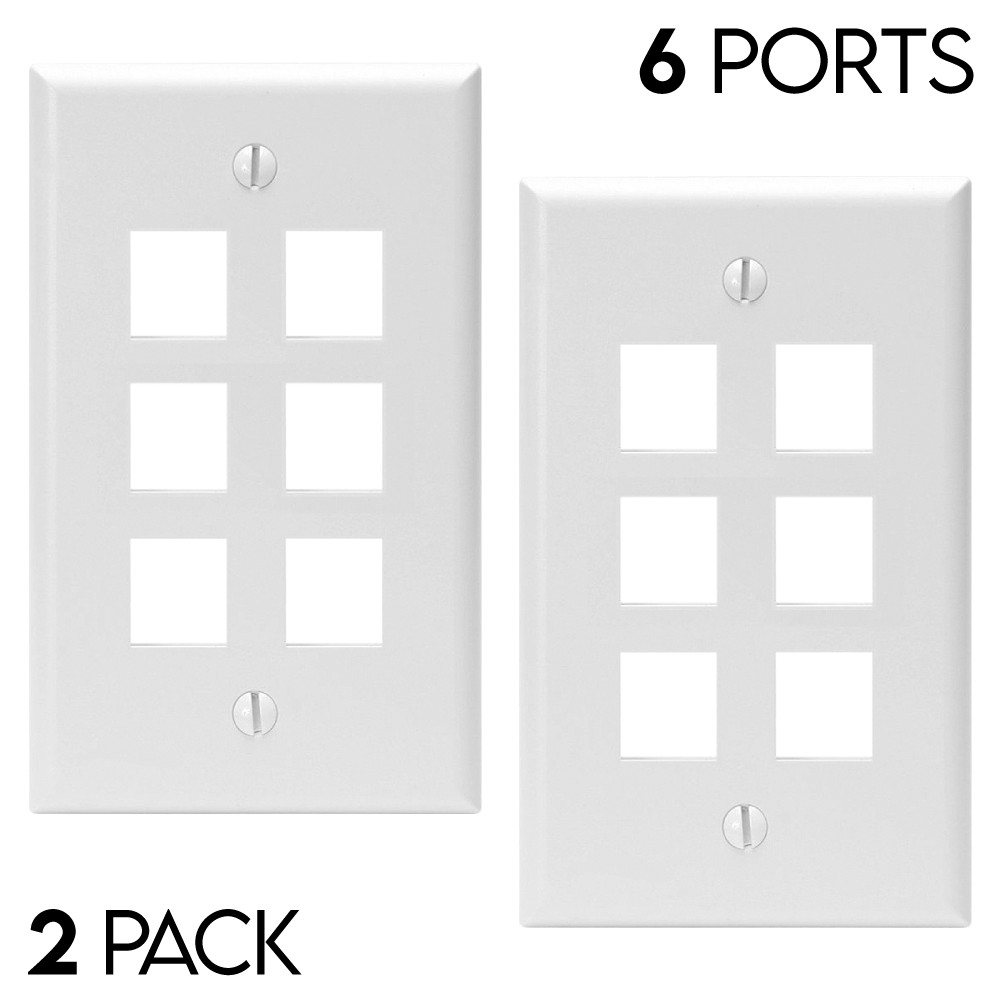 2 Pack Keystone Wall Plate RJ45 Network Keystone Jack Face Plate White Wallplate