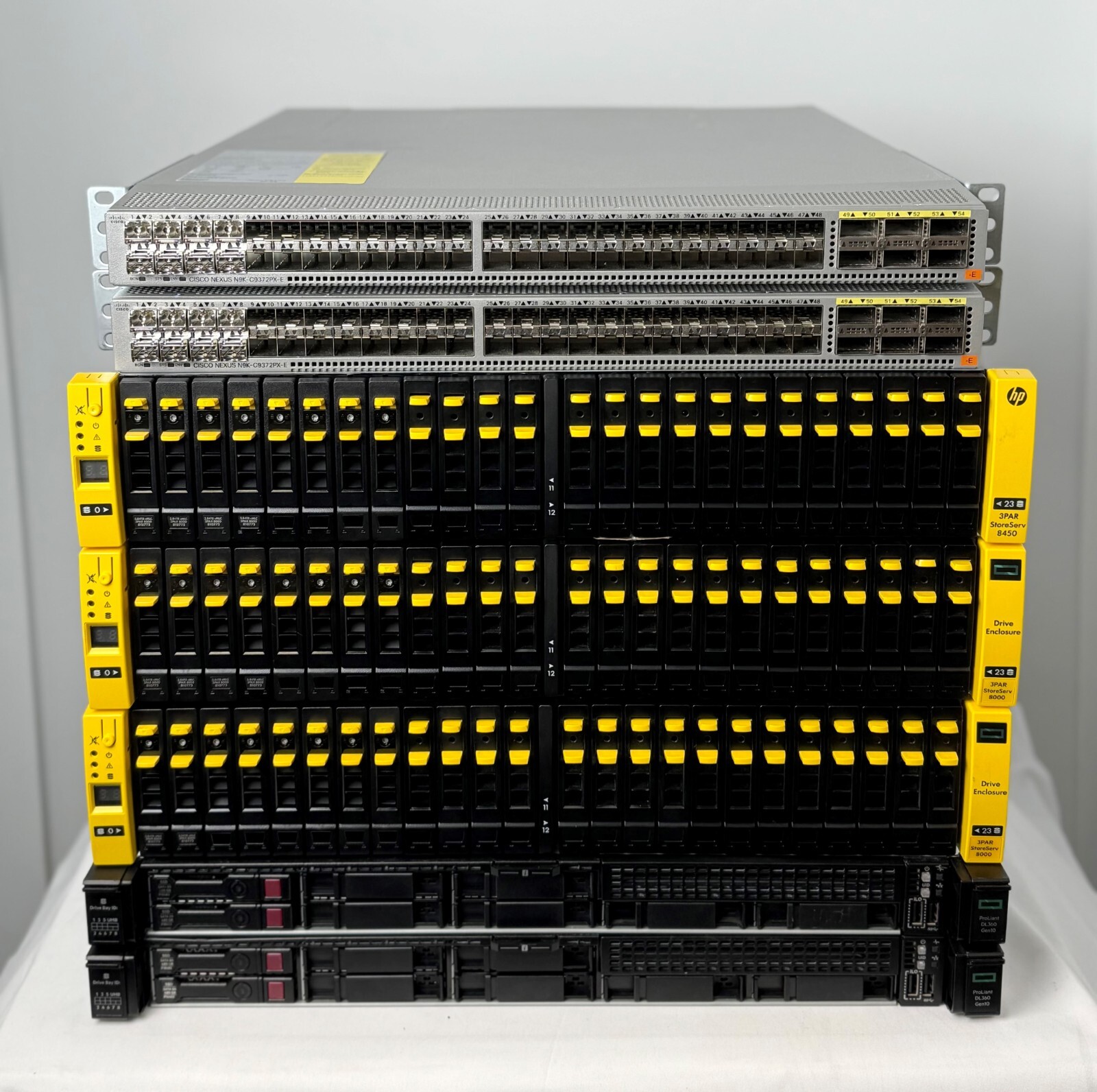 HPE 3PAR 8450 50TB SSD 2x DL360 Gen10 80 Cores 1TB RAM 16GB FC Server SAN