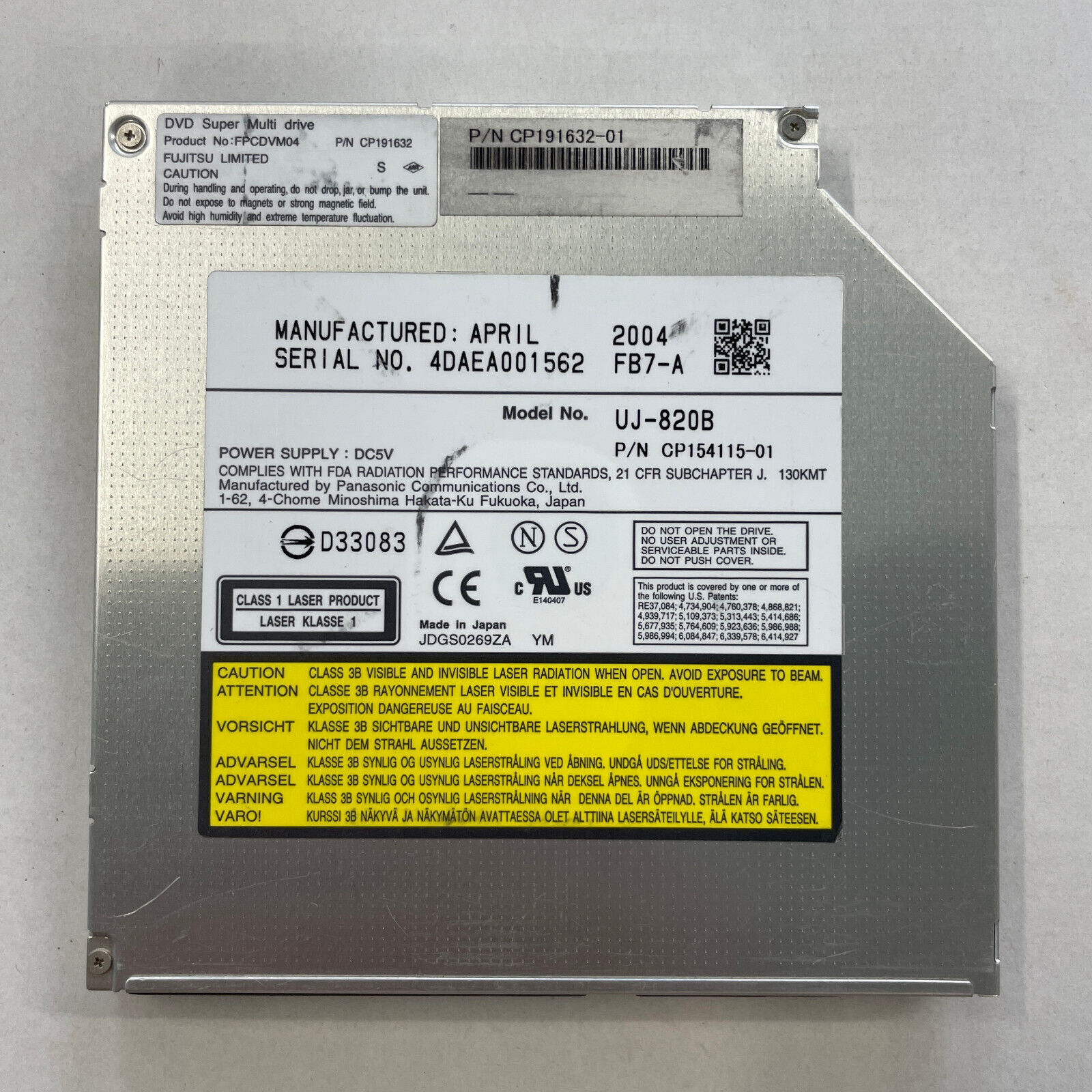 Genuine Panasonic UJ-820B IDE CD DVD±RW Internal Optical Disk Drive - No Bezel