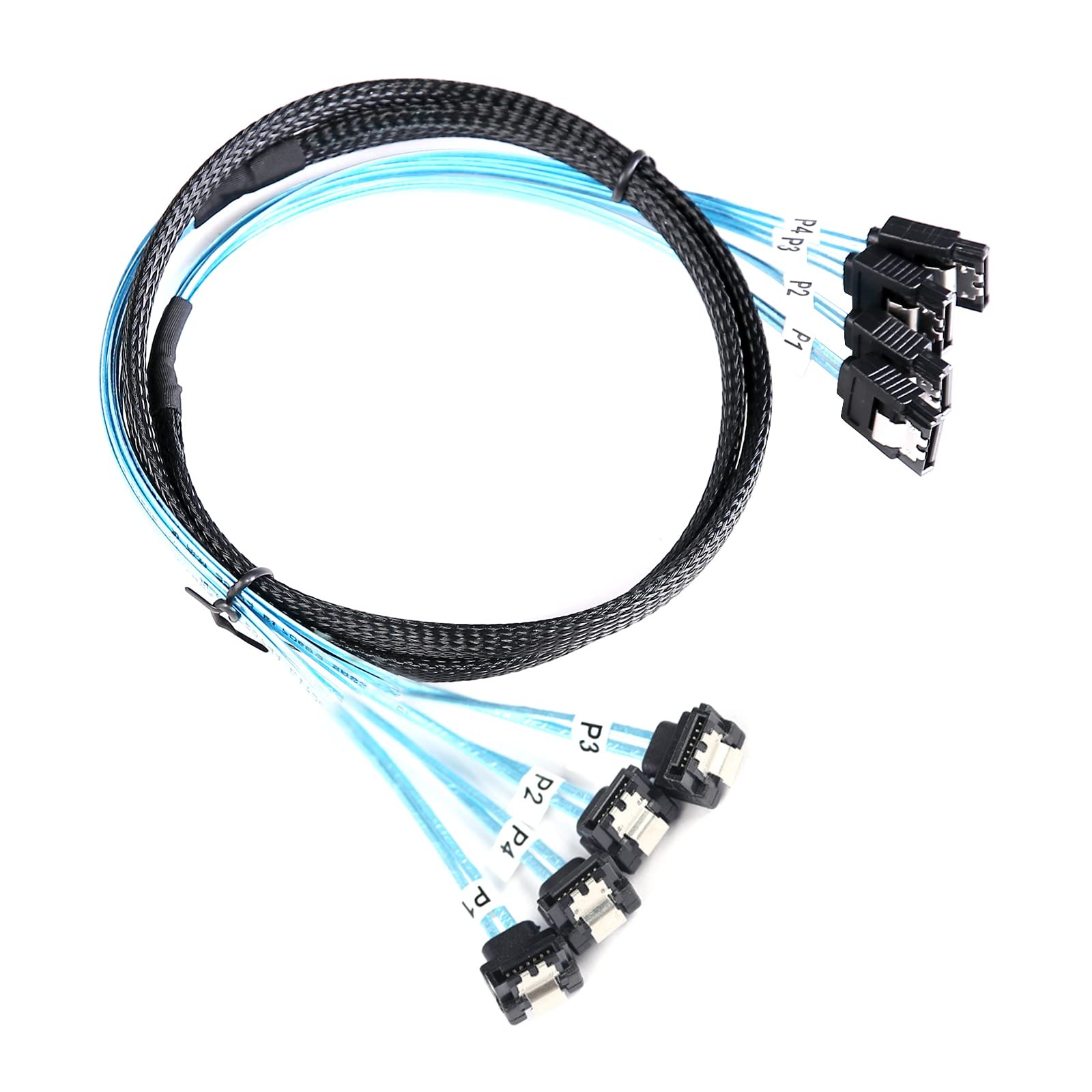 4 PCS 1M 3.3FT Thin Right Angle SATA III Cable 90 Degree Data Cord Replacement