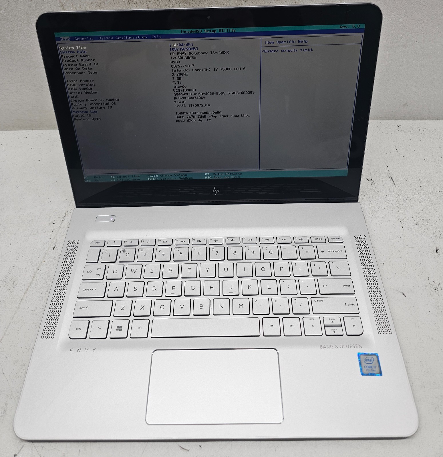 HP ENVY 13-ab067cl Laptop Intel Core i7-7500U 8GB 256GB SSD WIN 10 Home (FL)