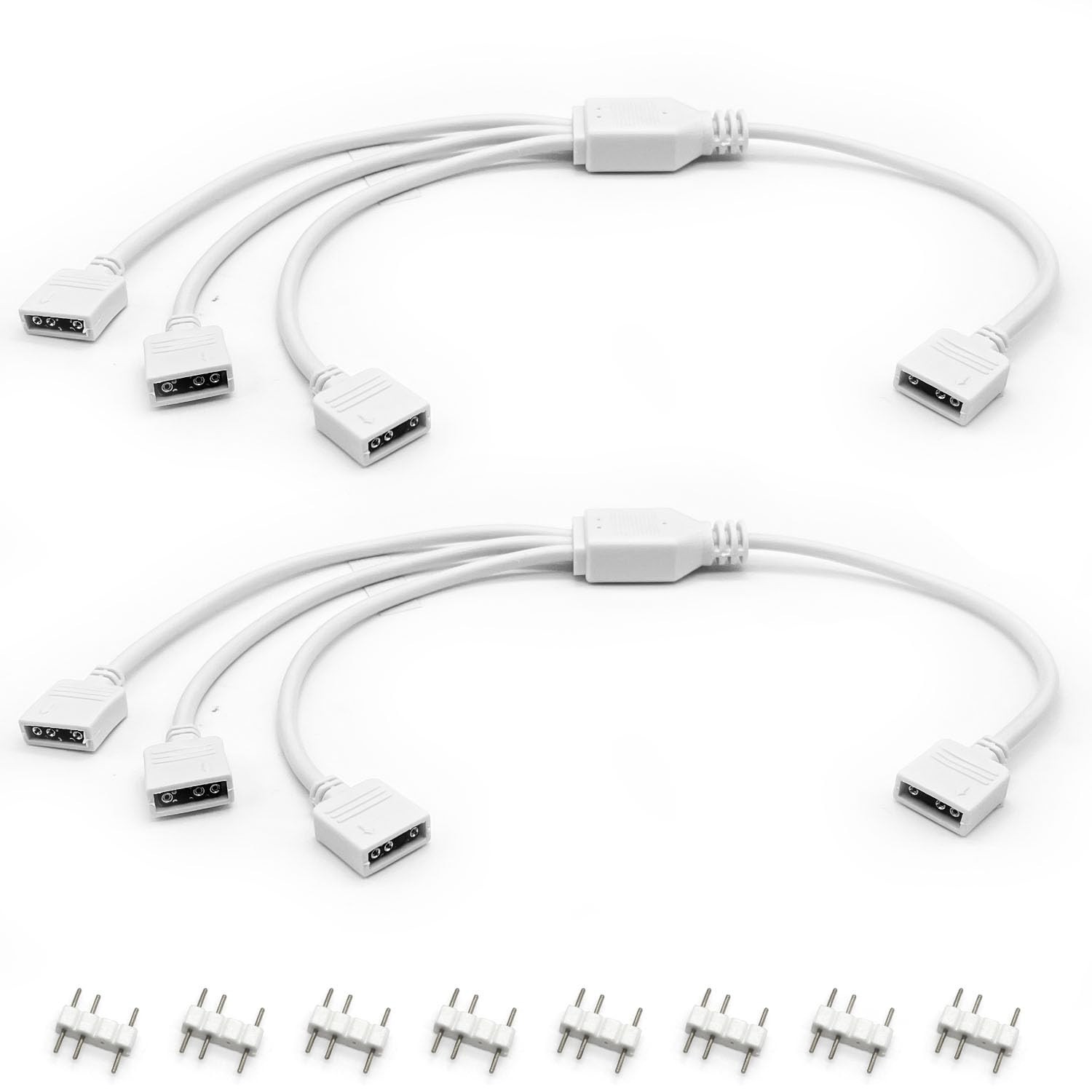2PCS White 5V 3-Pin ARGB Splitter Cables - Perfect for RGB Fans & Strips