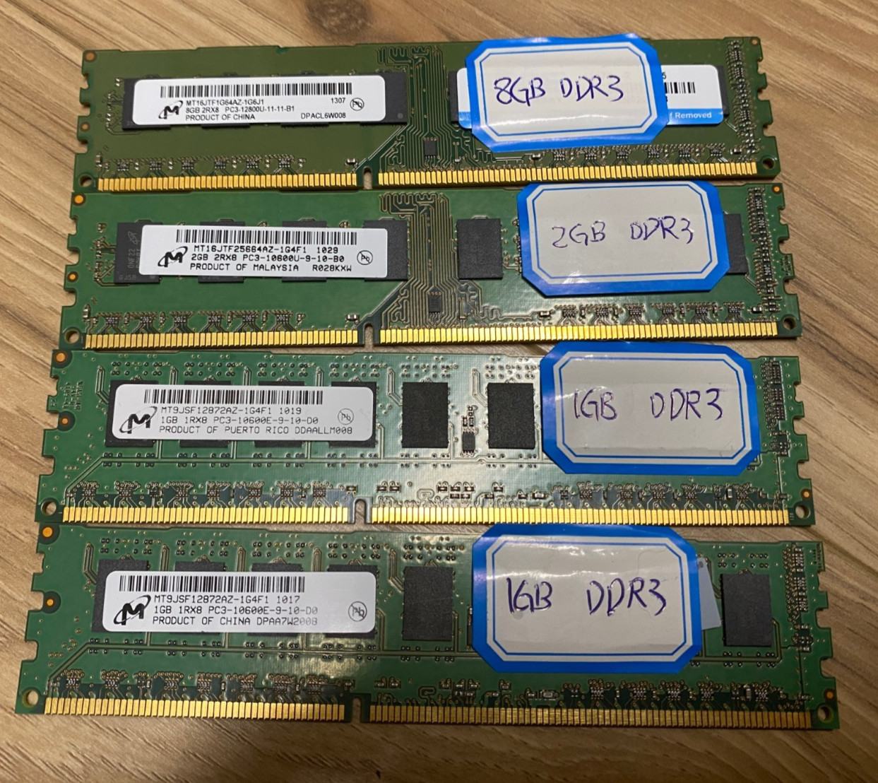 Lot of 4 Desktop RAM Memory-DDR3 - 1GB/ 2GB/ 8GB