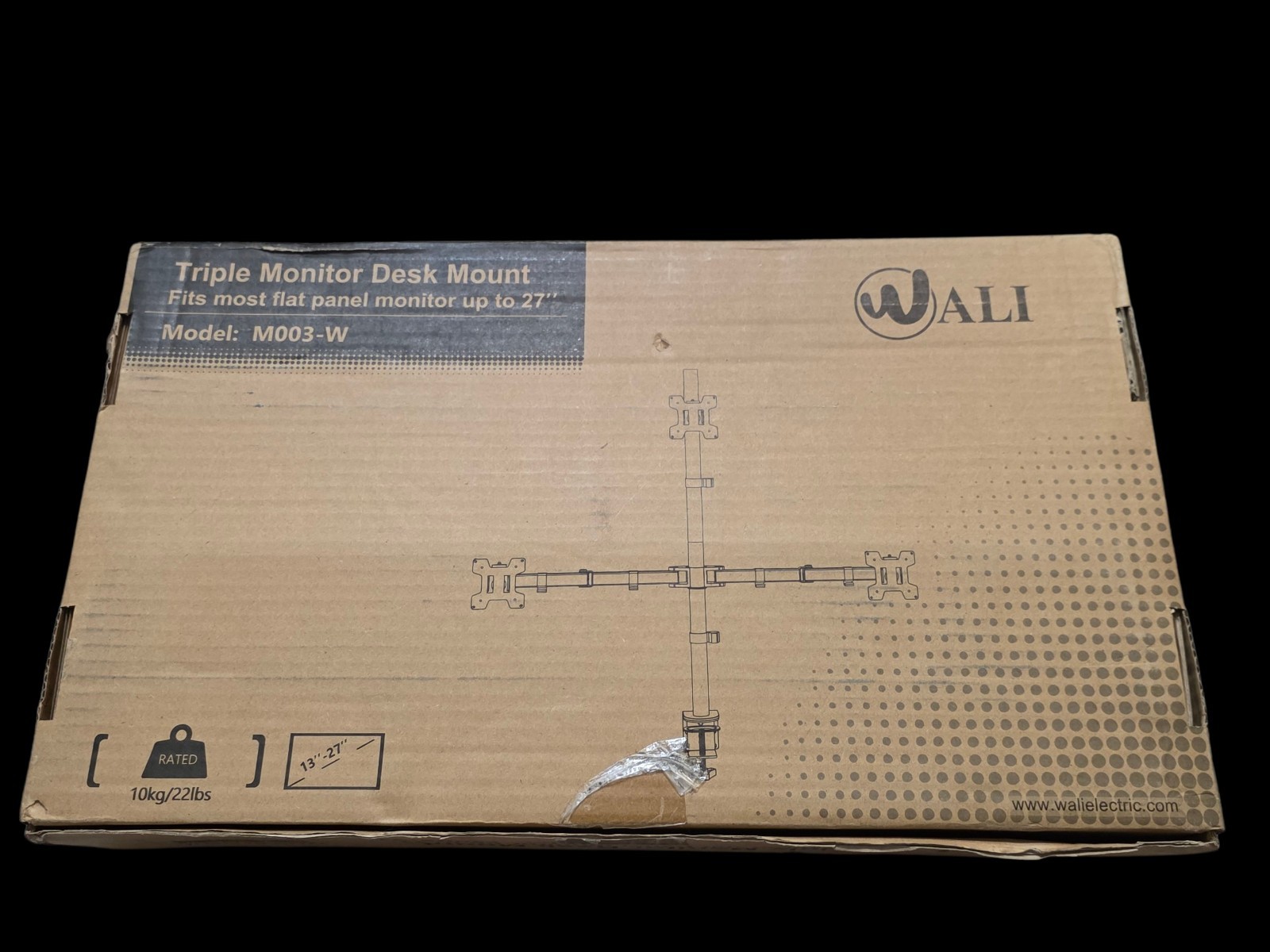 WALI M003-W Triple Monitor Desk Mount Stand 13-27 White 3 Arm VESA Open Box