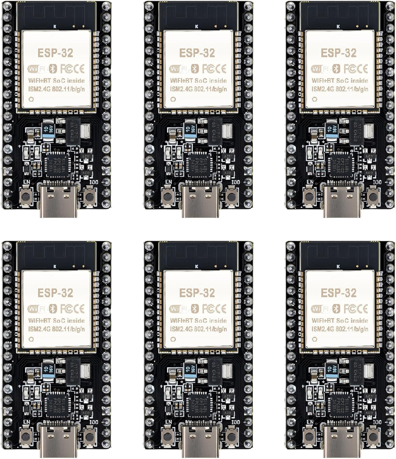 6 Pack ESP32 Development Board Type C 38 Pin WiFi Bluetooth Microcontroller