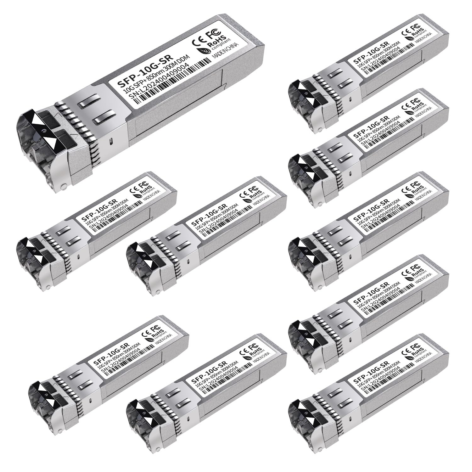 10Pack 10G SFP+ LC Multi-Mode Ethernet Transceiver 850nm up to 400m