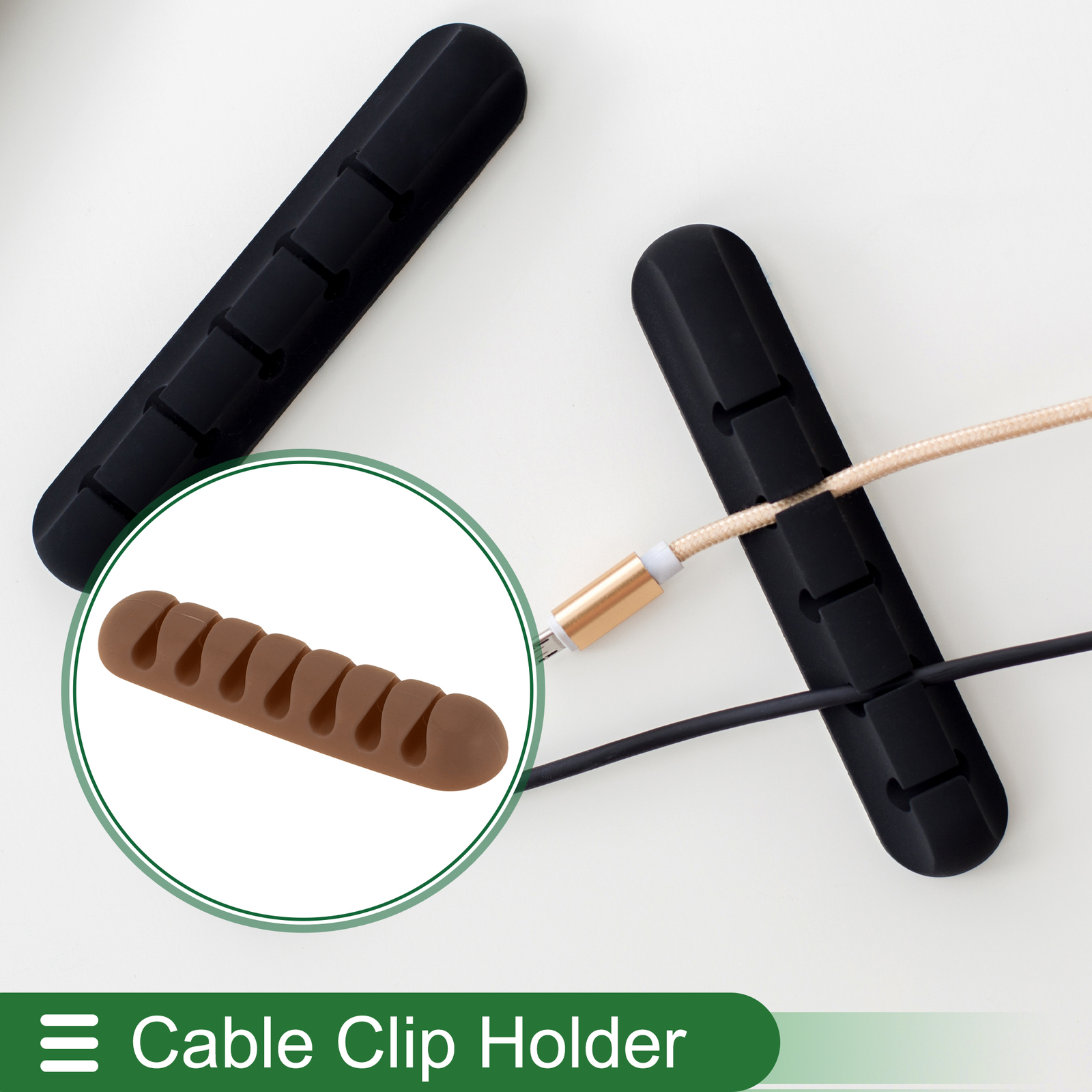 Car Cable Holder Clip Cable Clip Cord Management Organizer 82x20x12.8mm Coffee