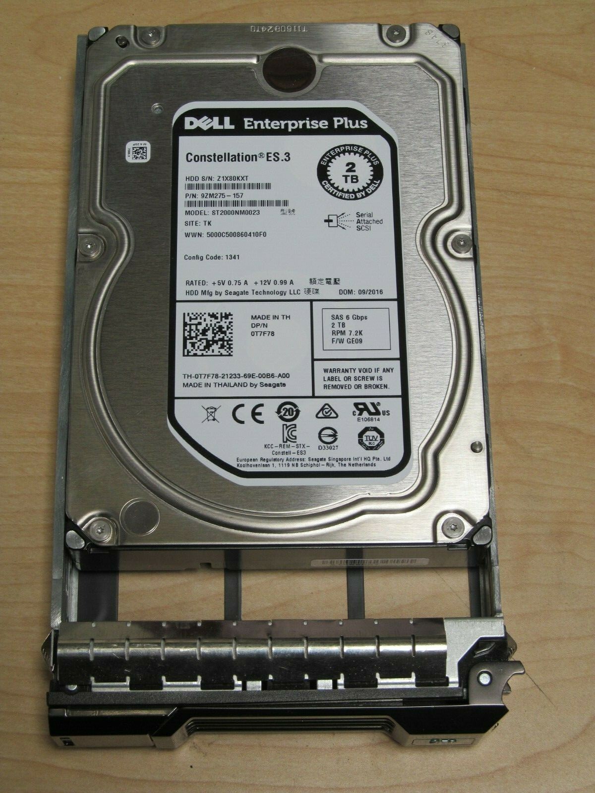 T7F78 DELL COMPELLENT 2TB 7.2K SAS 3.5" 6Gb/s HDD  72CWN SC200 st2000dm0023