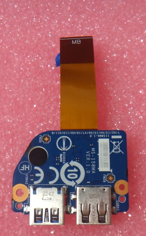 MSI 15 15.6”MS-158MA Power Button Dual USB Board w/Cable MS-1581 K1F-1030078-J36