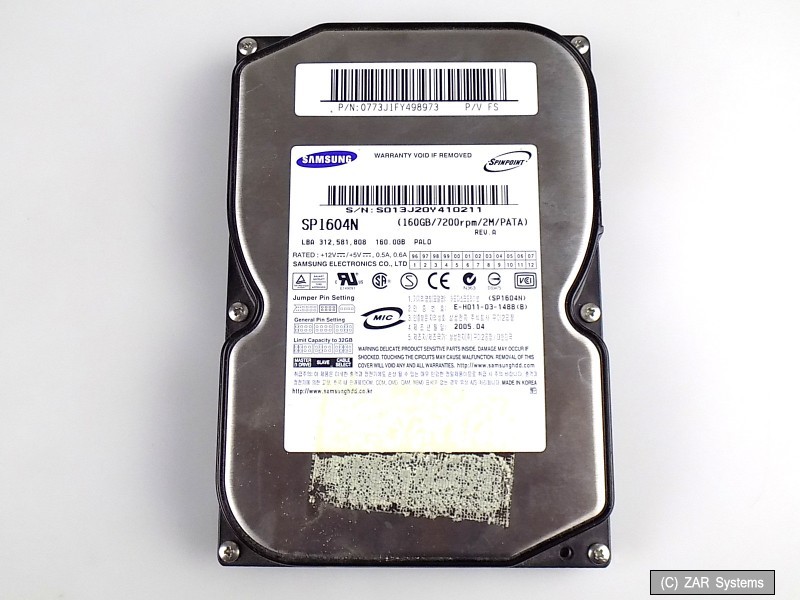 160GB Samsung SP1604N Internal IDE P-ATA ATAPI 3.5 inch HDD Hard Drive 100% OK 1A