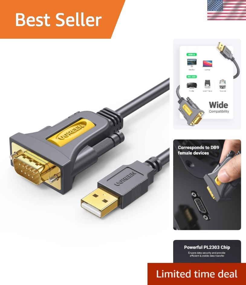 6ft USB to Serial Adapter, Serial to USB Adapter DB9 Male 9 Pin with PL2303 C...