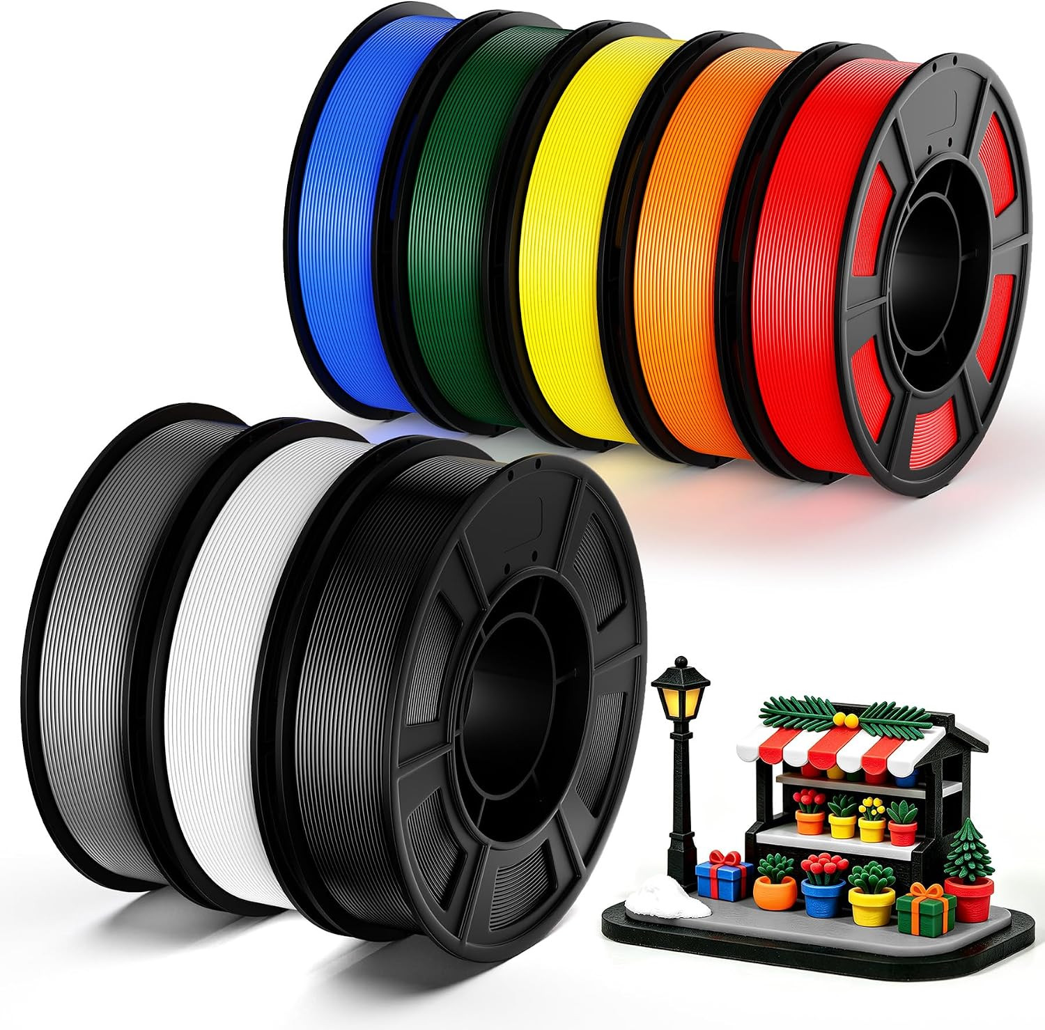 8 Color Pack PETG Filament Bundle, 3D Printer Filament 1.75Mm, Individually Vacu