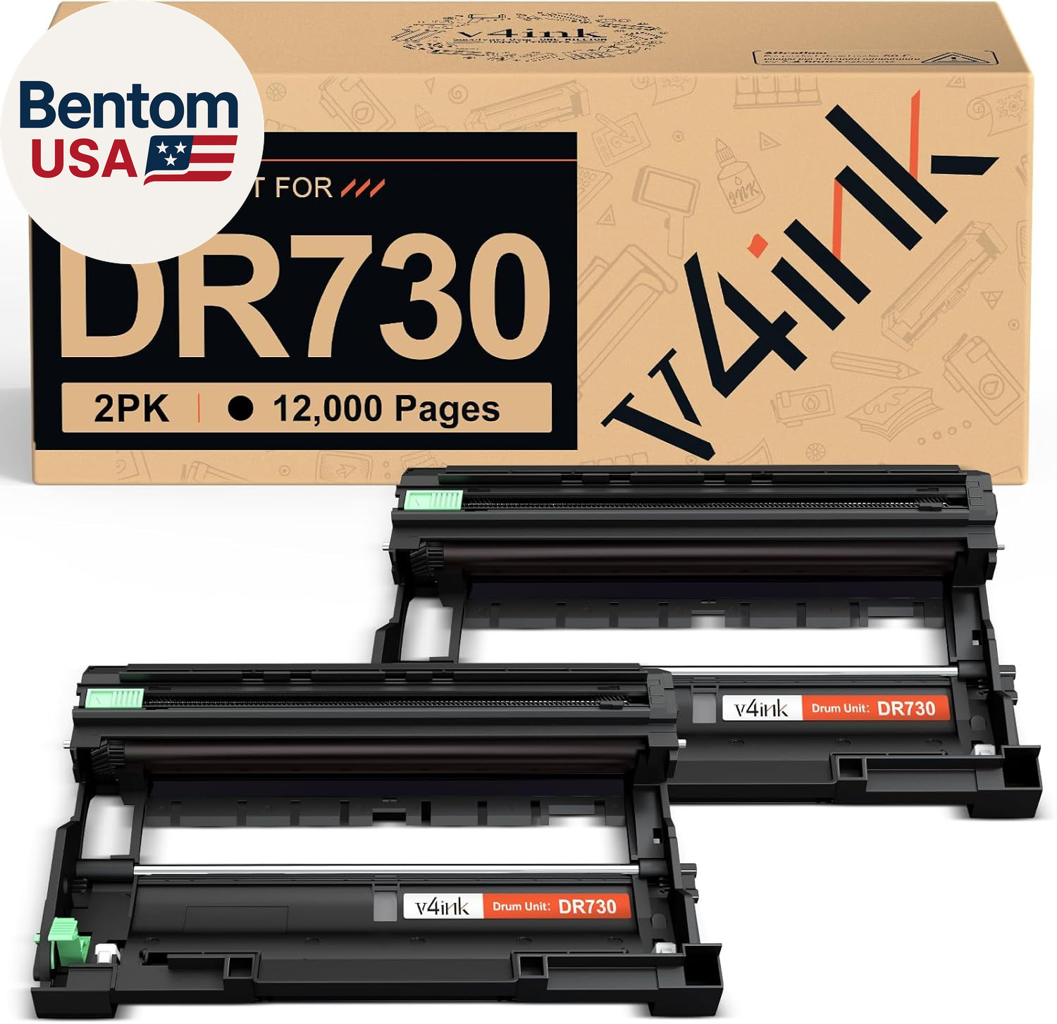 2PK Compatible DR730 Drum Replacement for Brother DR-730 DR-760 Drum for Brother