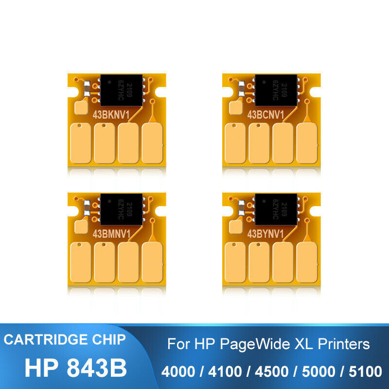 4pc HP 843B Ink Cartridge Chip For HP PageWide XL4000 4100 4500 5000 5100