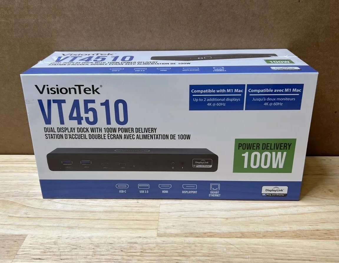 ✅BRAND NEW VisionTek VT4510 Dual Display 4K USB 3.0/ USB-C Docking Station