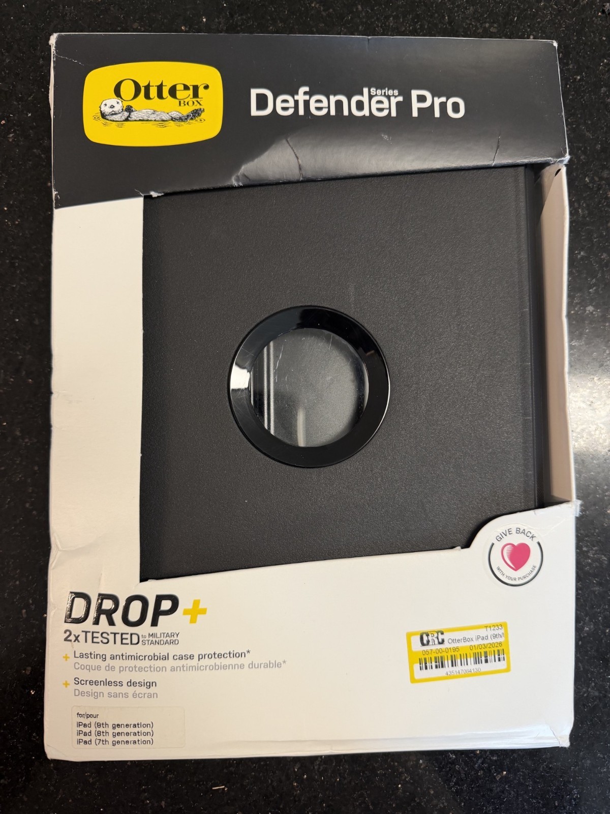 OtterBox - Defender Pro Rugged Case For iPad 7th/8th/9th Gen - Black - OPEN BOX