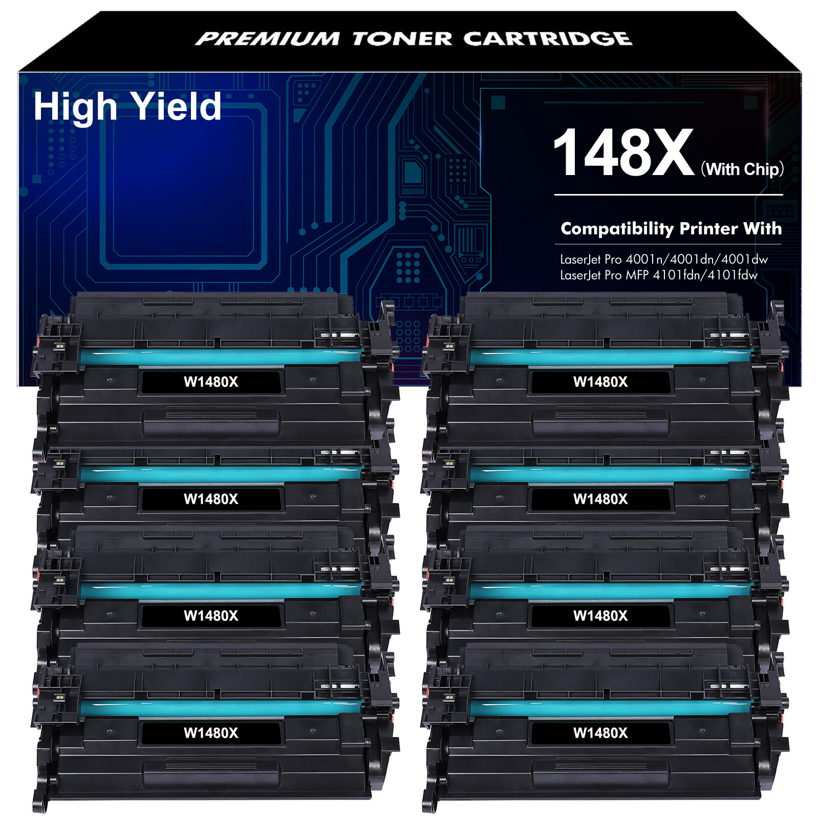 W1480X Toner Cartridge with Chip for HP Pro 4001dw 4001dn 4001n MFP 4101fdw LOT