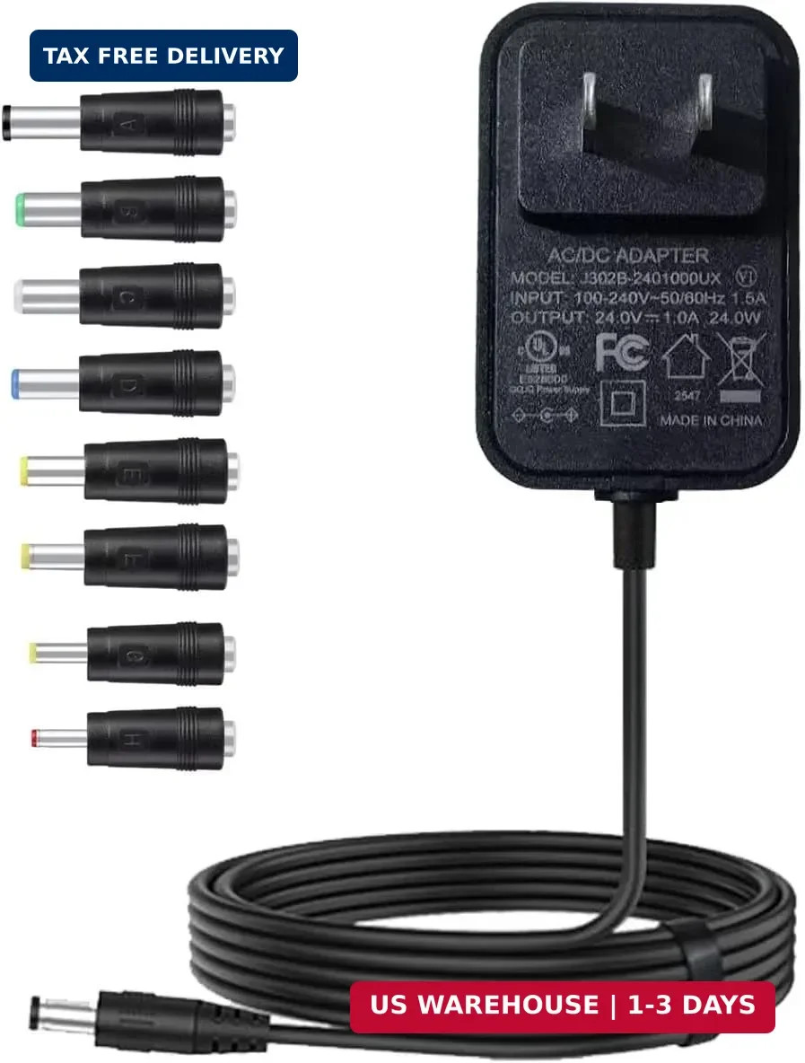 24V Power Supply 1A 24 Volt AC Adapter 100-240v 50-60hz Switching Adapter with 5