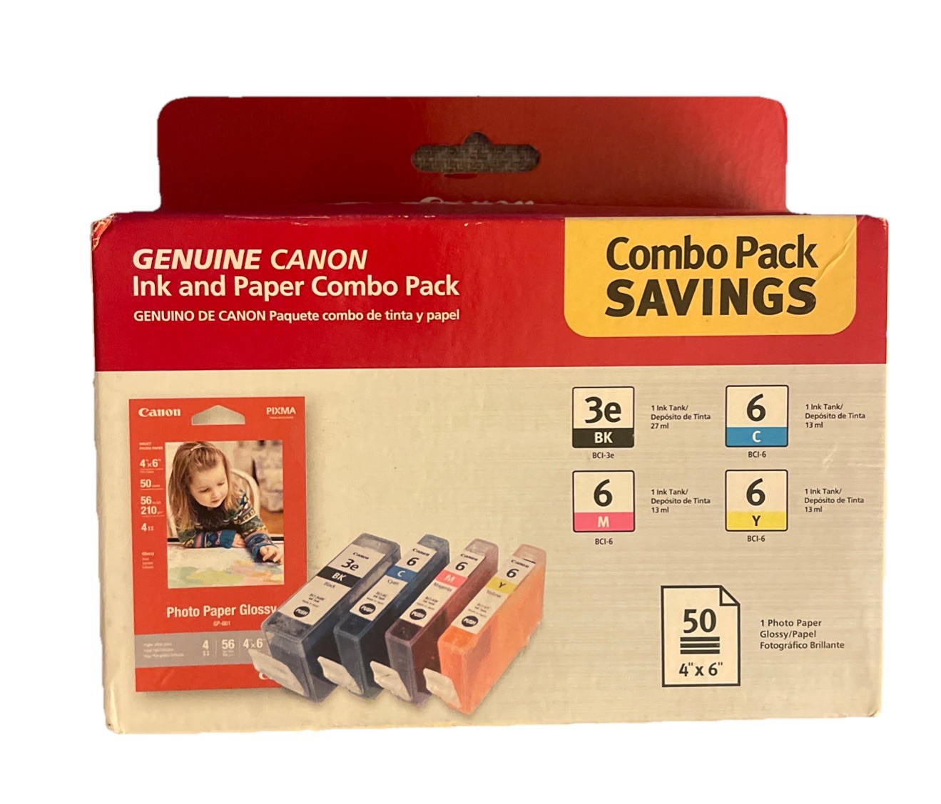 Genuine Canon BCI-3E/BCI-6 Photo Paper Combo Pack Ink Cartridges 
