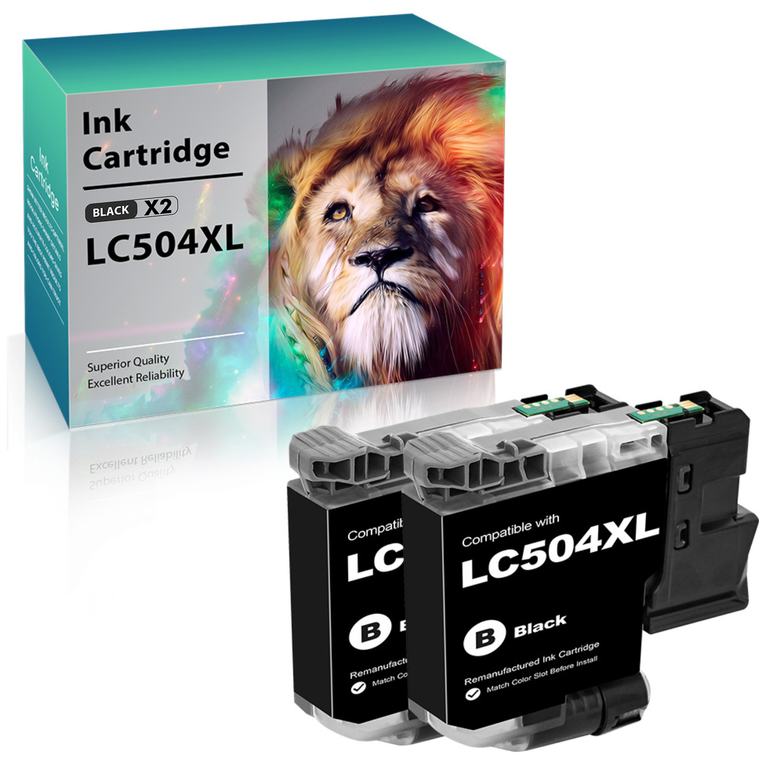 2Pack Compatible LC504XL Black Ink Cartridge for Brother MFC-J1365DW MFC-J1355DW