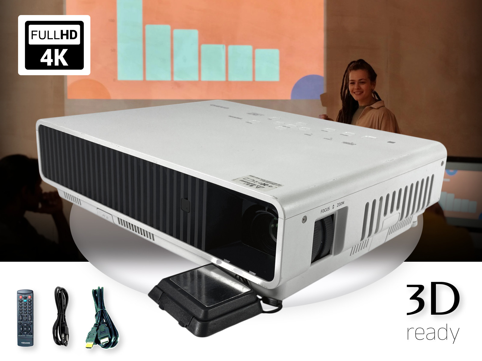 DLP Projector for Racing Simulators, Driving Training 2500 Lumens Long Life 4K
