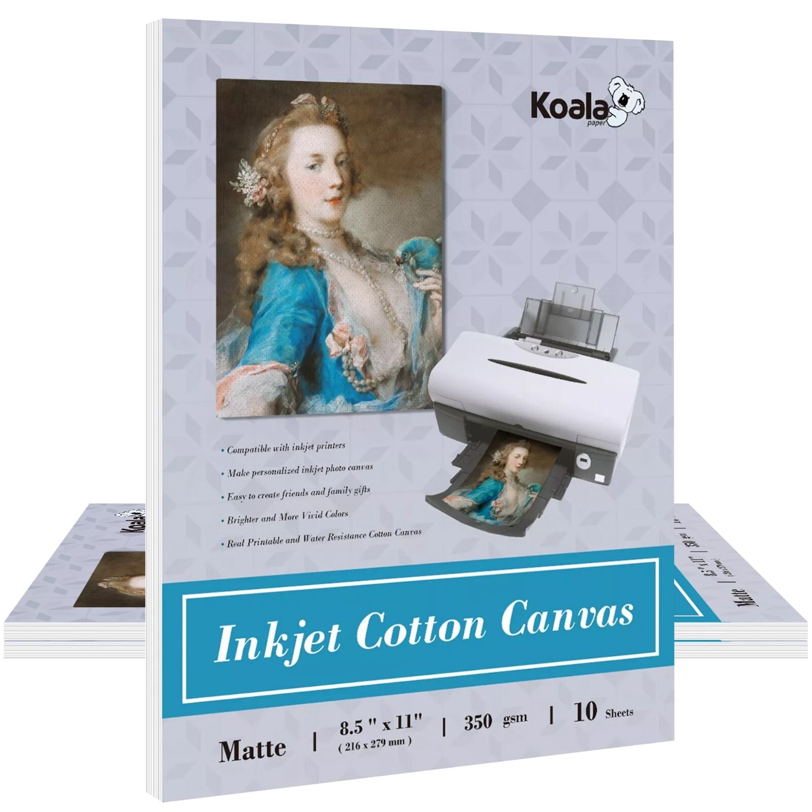 30PK KOALA Printable Cotton Canvas Inkjet Paper 350g Matte Fabric Printer Paper