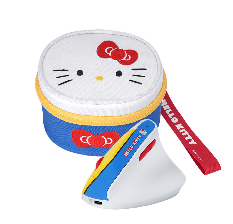 Sanrio Characters Rechargeable Vertical Wireless Mouse Silent Ergonomic w/ Pouch