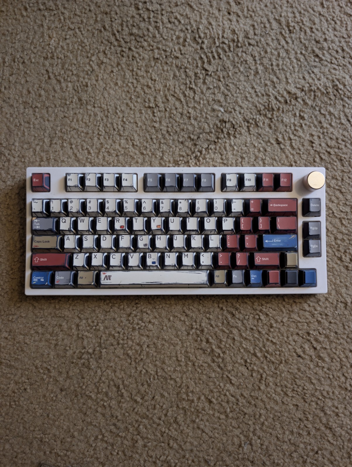 EPOMaker TH80 Pro with custom key caps and gold dial white