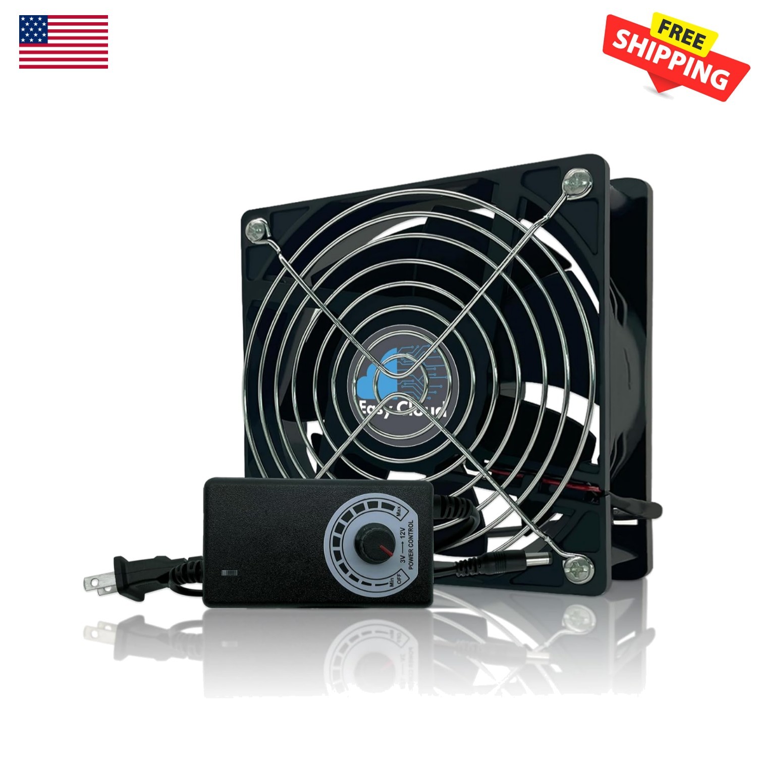 Durable 120mm Axial Fan with Speed Controller - Perfect for PC and Consoles