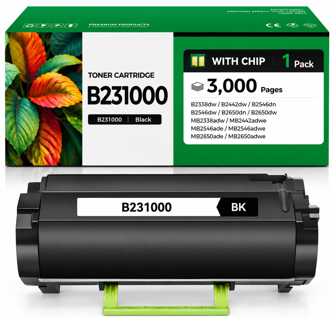 1PK B231000 High Yield Black Toner Compatible for B2338 B2442 B2546 B2650 MB2546