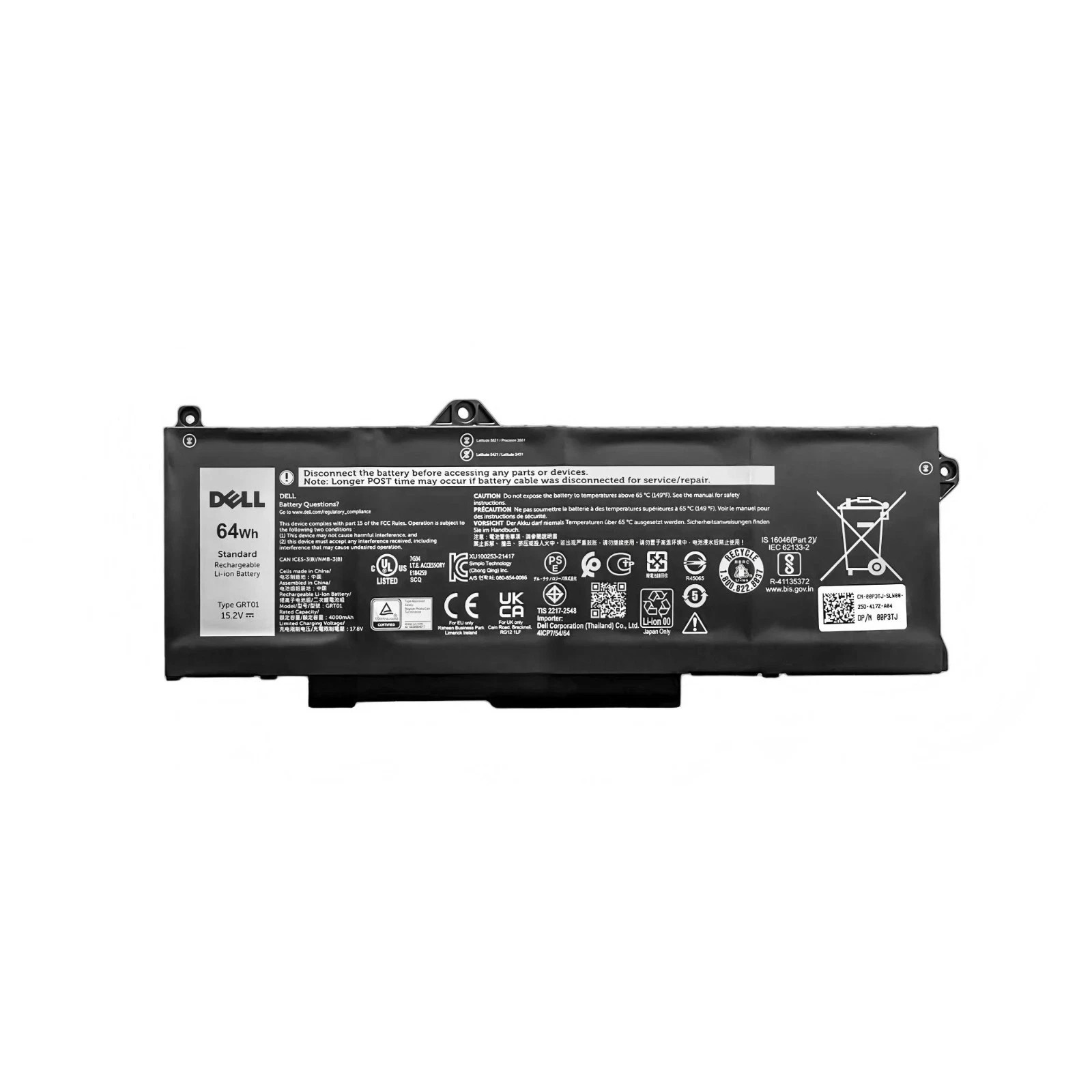 Genuine 64WH GRT01 R05P0 Battery For Dell Latitude 5531 5421 Precision 3581 3470