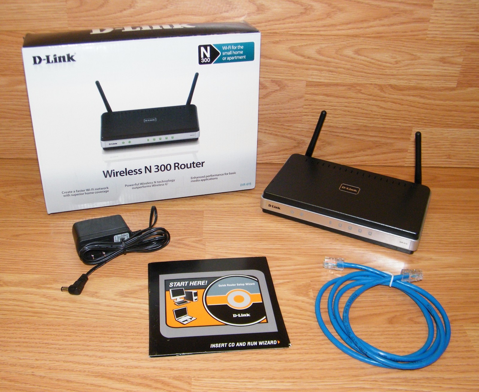 D-Link (DIR-615) N300 108 Mbps 4-Port 10/100 Wireless N Router Bundle **READ** 