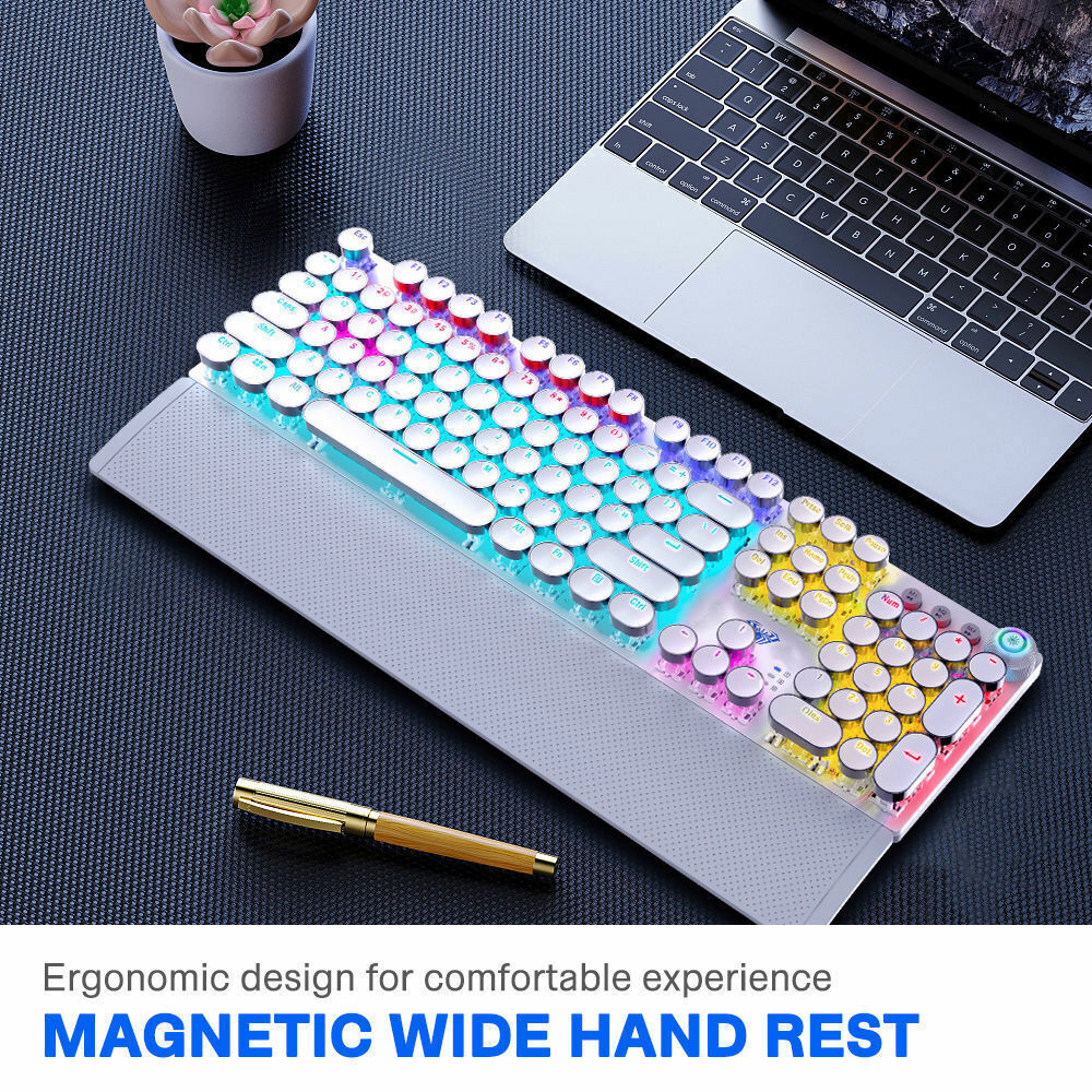 AUAL Square punk F2088 RGB Mechanical Keyboard 108 Keys Blue Switch USB Wired