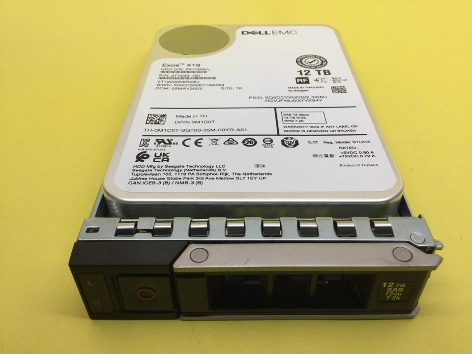M1C0T 0M1C0T DELL 12TB 7.2K SAS 12Gb/s 3.5" 512e HDD Hard Drive 14/15/16G KIT