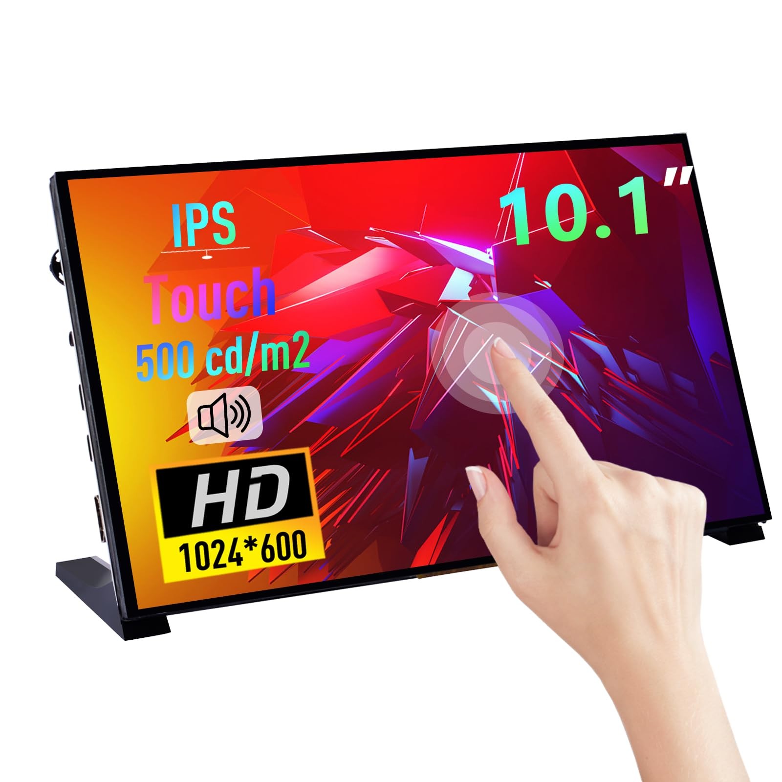 GeeekPi 10.1 Inch Capacitive Touchscreen Display, 1024x600 IPS LCD with Dual-...