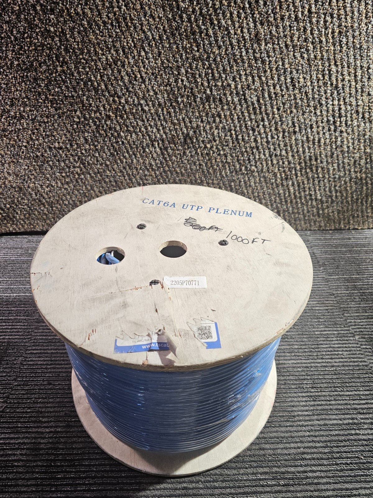 TSCables TS-PBC/6A-BL Cat6a Plenum Unshielded Twisted Pair Cable 1000 ft. Blue