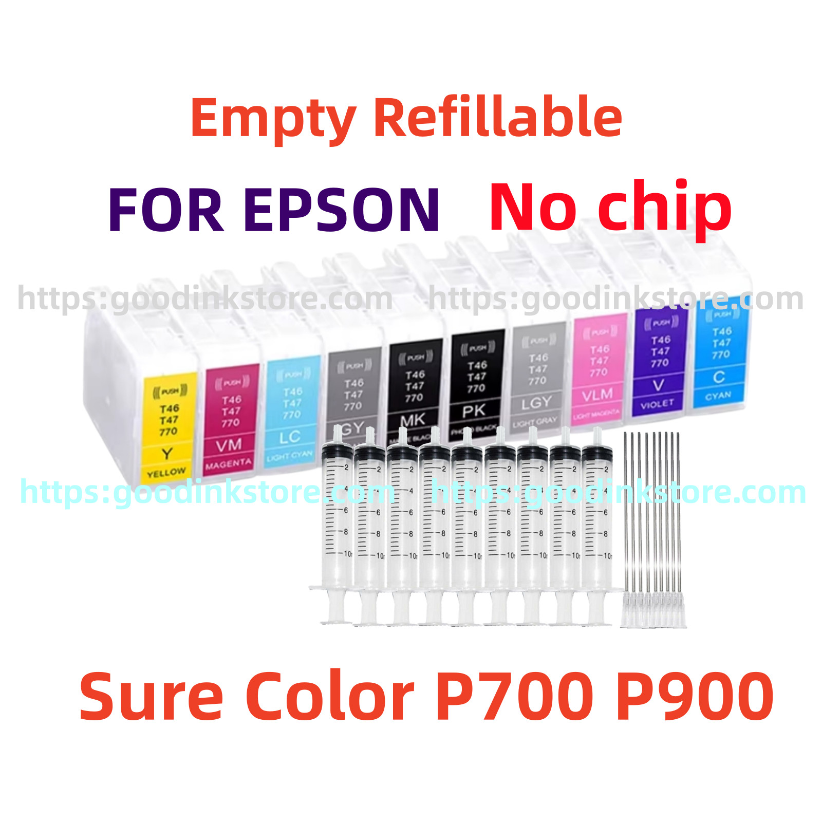 Refillable Ink Cartridge for SureColor SC P700 P900 P708 P908 P770 without chip