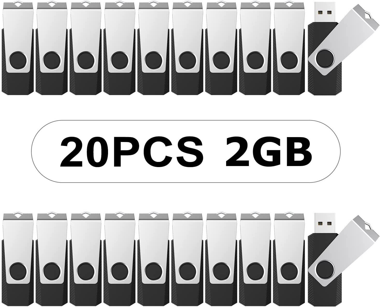 Bulk Sale USB 2.0 20PCS 2GB Metal Anti-skid Style USB Flash Drives Memory Sticks