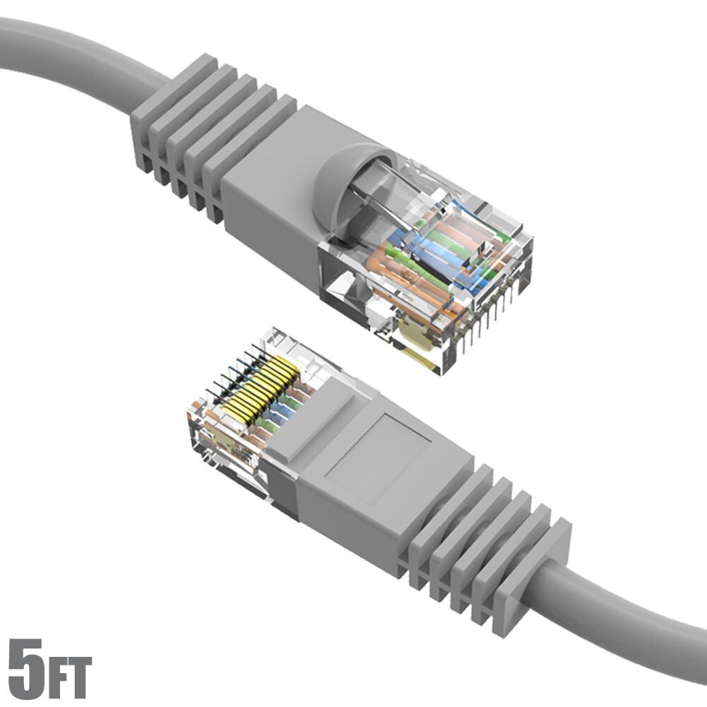 5FT Cat5E RJ45 Ethernet LAN Network UTP Snagless Patch Cable Pure Copper Gray