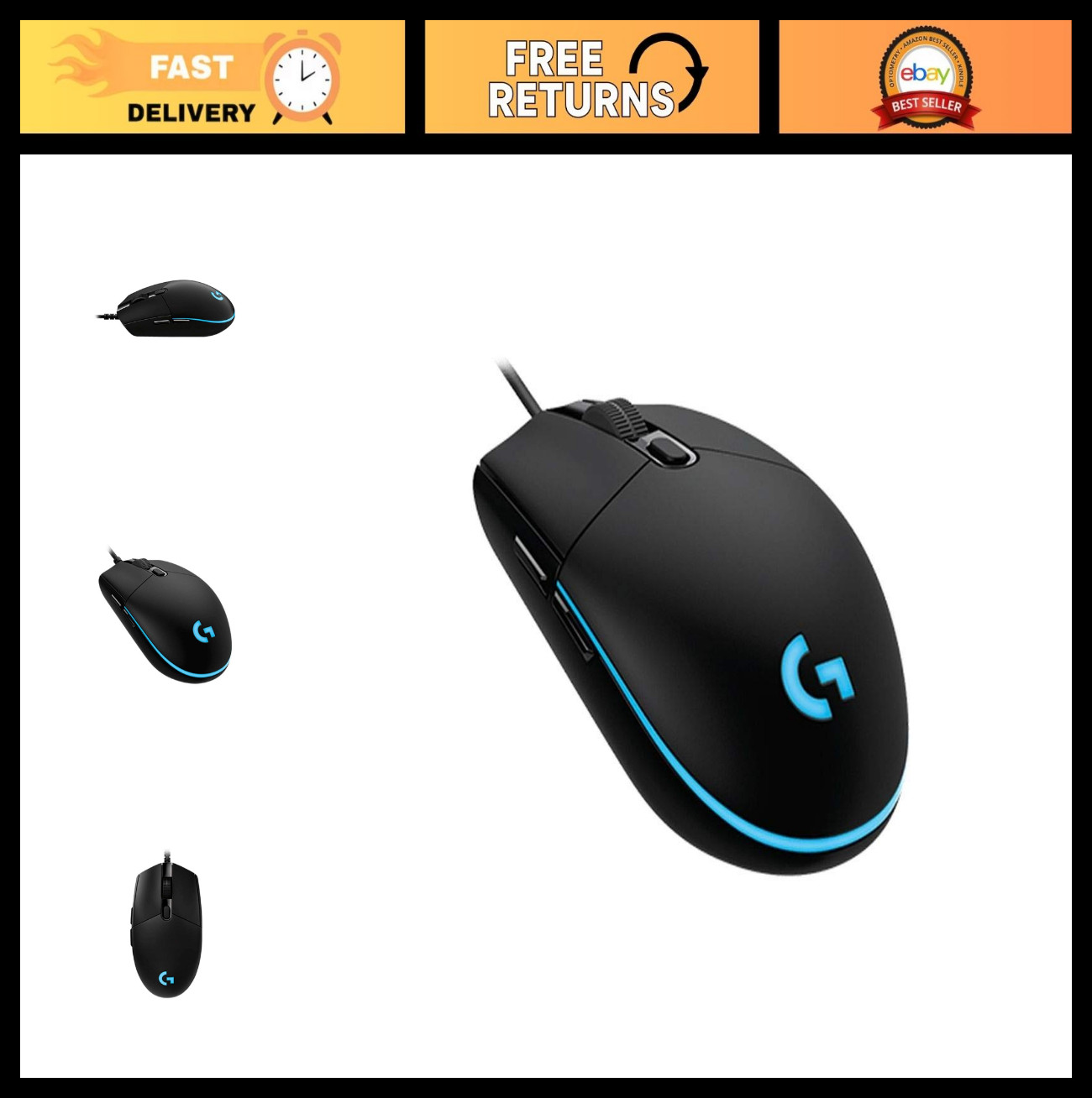 RGB Wired Gaming Mouse, High Precision, Lightweight Design, Ergonomic Grip, Blac