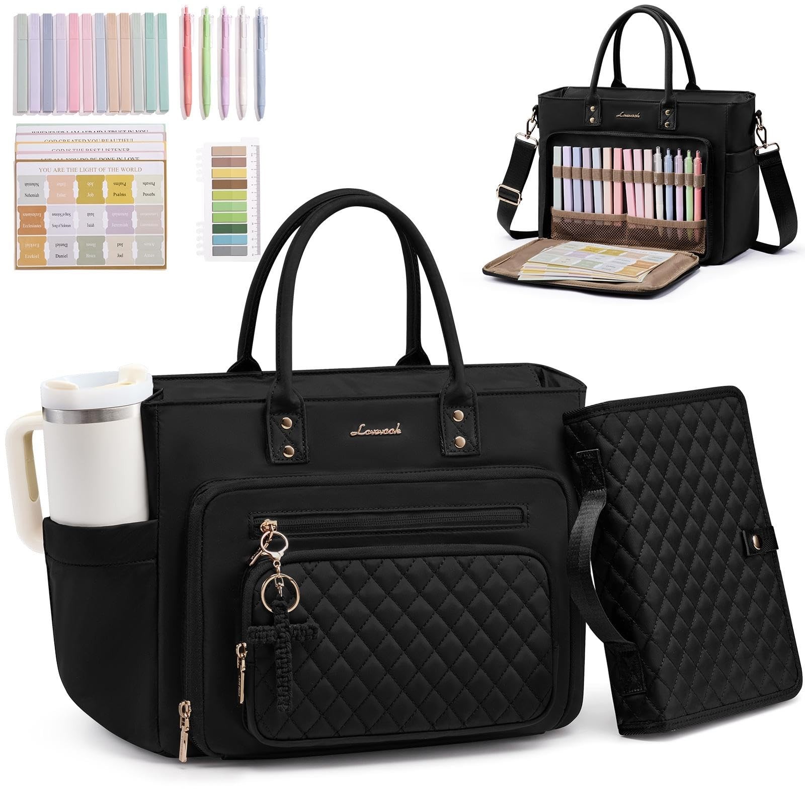 Lovevook Large Bible Bag Black 15.6 Inch Laptop
